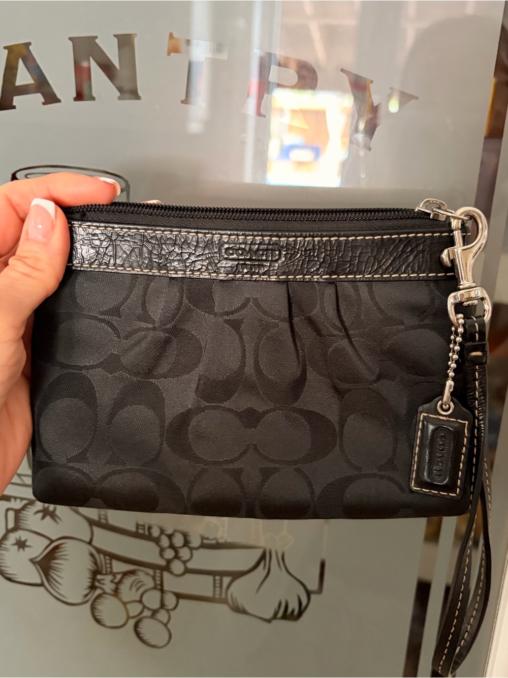 Coach Black Signature Jacquard Wristlet Y2K